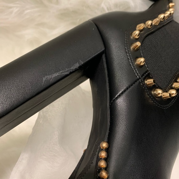EGO Domino Gold Stud Black Platform Boots - Picture 8 of 16